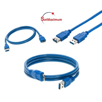 USB 3.0 Extension Cable Blue AM to AF Super Speed EXT Cord 3-15ft Multi-Pack LOT - Image 1 of 4
