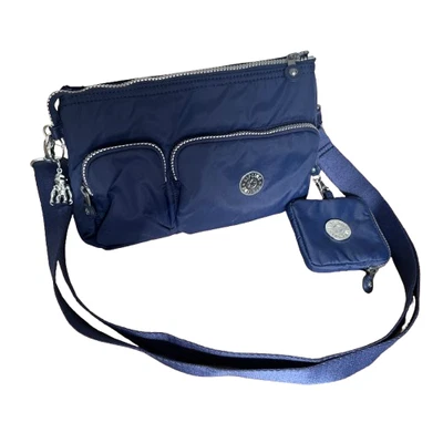 Kipling AMEERA Premium Crossbody Bag and Purse Puffed Blue Metallic Monkey Charm - Bild 1 von 4