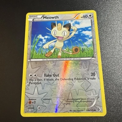 Meowth 106/149 Reverse Holo Boundaries Crossed Pokémon Card LP - Image 1 of 3