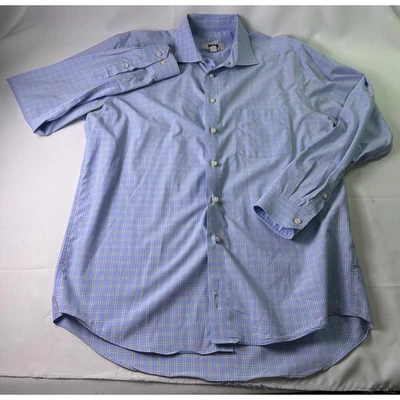 Camisa de vestir Joseph Abboud para hombre XLT TALL azul a cuadros 100 % algodón Foto 1 de 4