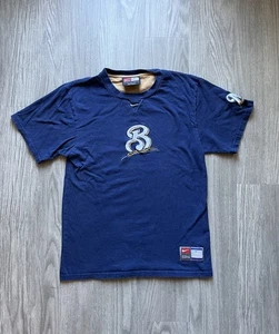 Nike Milwaukee Brewers Shirt Men's Small Blue Vintage Y2K Center Swoosh MLB - Picture 1 of 9