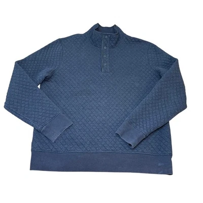 Jack Spade New York Mens Quilted Pullover Button Mock Neck Sweater L/G Blue - Image 1 of 4