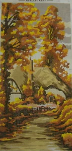 Autumn Tones Thatched Cottage Tapestry Needlepoint Canvas  - Picture 1 of 1