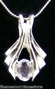 LOVELY ESTATE PALE AMETHYST STERLING SILVER PENDANT NECKLACE, 16" long - Picture 1 of 1