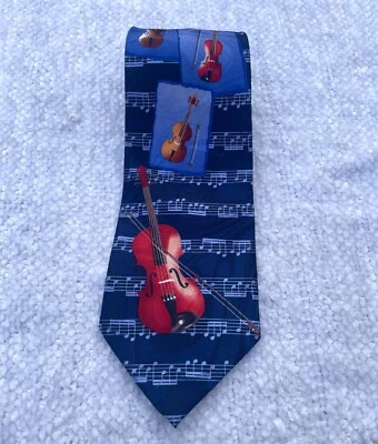 Fratello Hombres Corbata Violín Partituras Musicales Notas Azul 60" Hecho a Mano Foto 1 de 4