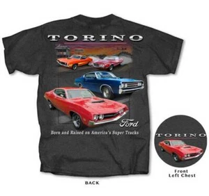 Ford Motor Company Torino Muscle America Cars Scene Automobiles T Shirt FMTOR-GY - Picture 1 of 3