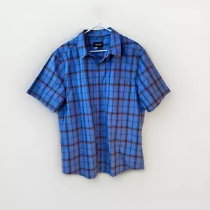 Camisa Marmot Manga Corta Abotonada Para Hombres Talla L Bolsillo Ligera Azul A Cuadros Usada en Excelente Condición - Imagen 1 de 11