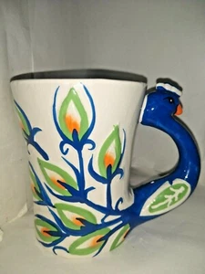 Schöner Pfau Keramik Henkel Kaffee Tee Becher - Bild 1 von 9