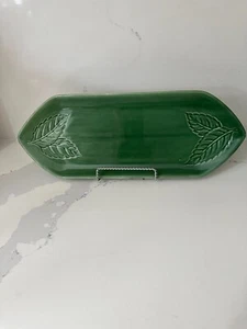 DELTA designed by Betty Singer/Cherison Oblong Green Ceramic Platter - Picture 1 of 7
