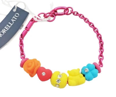 Bracciale Componibile Morellato Colours 5 Drops In Gomma Con Cristalli Rosa - Immagine 1 di 2