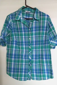 Alia Womens Plus Size 16 Plaid Button Up Shirt Tab Sleeve - Picture 1 of 3