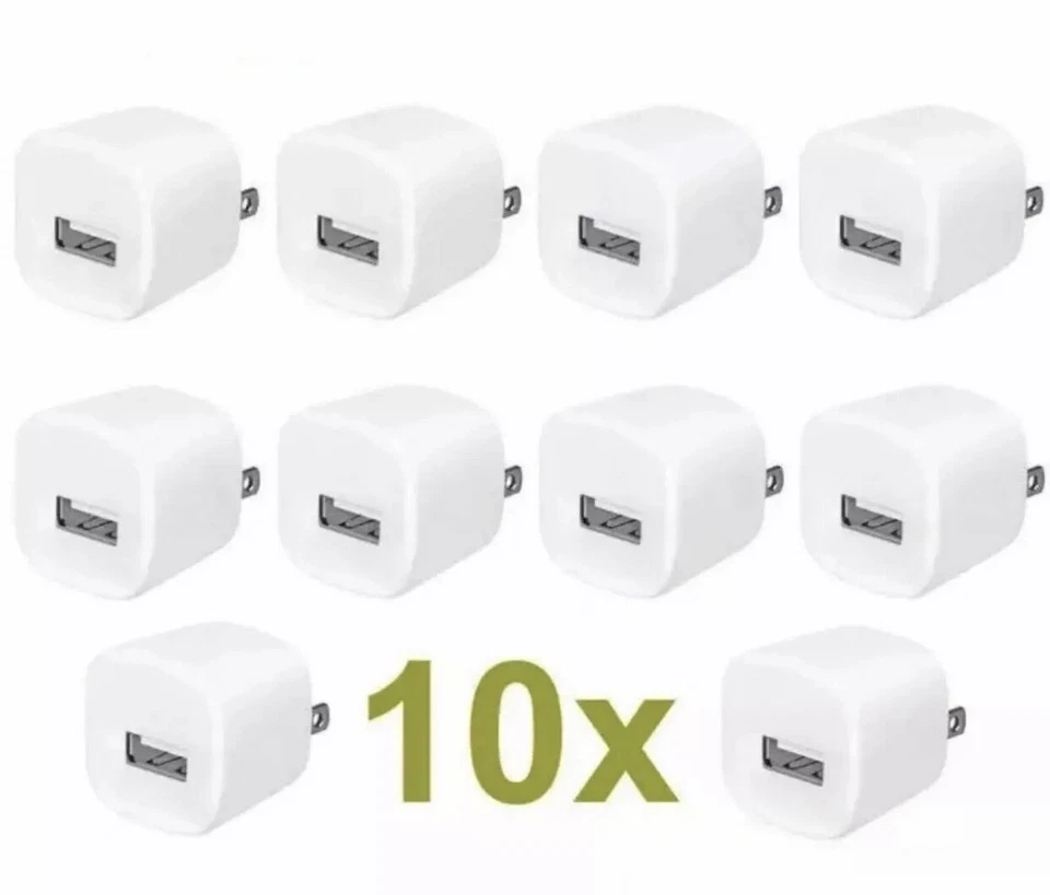 10x White 1A USB Power Adapter AC Home Wall Charger US Plug FOR iPhone 5S 6 7 8 - Image 1 of 1