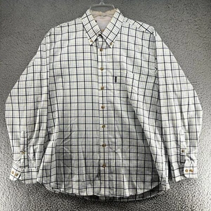Barbour Shirt Mens L White Plaid Button Down The Country Shirt - Picture 1 of 10