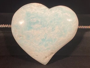 Rare Large Caribbean Blue Calcite Heart 386 Grams, Throat/Third Eye Chakra - Bild 1 von 12