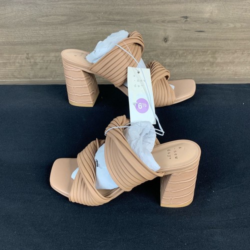 TKEES NUOVI sandali donna Jessa Mule tacco slide punta aperta nuovi un nuovo giorno marrone taglia 6 5