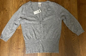 Cárdigan Viejo Marino Mezcla de Angora Ajuste Perfecto Botones Suéter Gris Informal Mujer L - Imagen 1 de 7