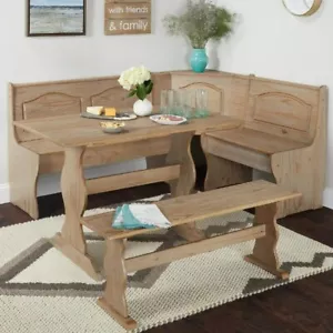 Natural Rustic Corner Set Nook Dining Breakfast Bench Table Kitchen Farm House - Picture 1 of 7