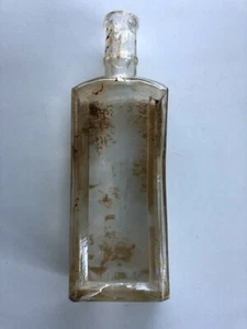 Rare Find 1890-1910 Antique Vintage Tall Rectangle Glass Medicine Bottle Chipped - Picture 1 of 9