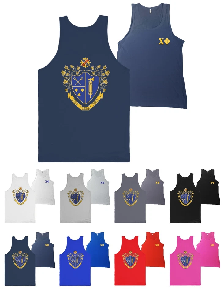 Chi Phi Fraternity Bella + Canvas Tank Top Coat of Arms Shirt - MANY COLORS - Image 1 of 1