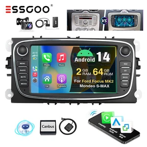 Autoradio DAB+ Carplay Android 14 64G Für Ford Focus 2 S-Max Mondeo GPS NAV Cam - Bild 1 von 13