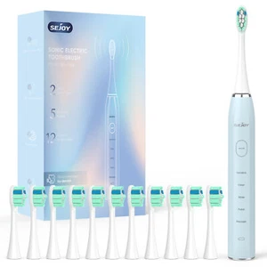 Sonic Electric Toothbrush USB Rechargeable Power Toothbrush with 12 Brush Heads - Picture 1 of 11