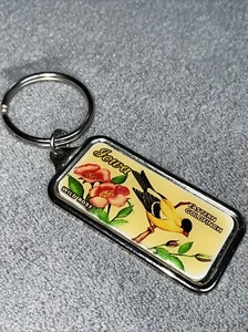 Portachiavi cardellino orientale rosa selvatico Iowa metallo acrilico vintage souvenir viaggio - Foto 1 di 5