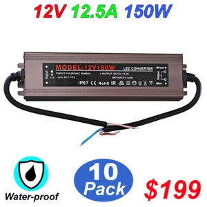 AC110V to DC 12V Transformer Waterproof IP67 Power Supply 12.5A 150W LED Driver - Picture 1 of 9