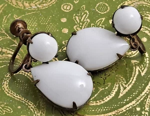 PENDIENTES LUCITE TORNILLO TRASERO piedras color marfil DE COLECCIÓN BISUTERÍA cobre - Imagen 1 de 9
