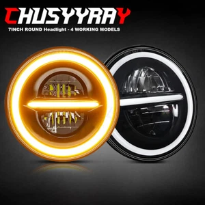 Fit Ford Mustang 1965-1978 1set 7" INCH LED Headlights Halo DRL Angel Eyes Round - Picture 1 of 11