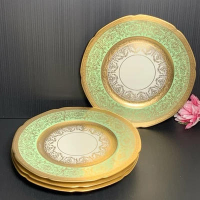 Royal Bavarian - Green / Gold Hutschenreuther Selb Edgerton Plates - Set of 4 - Image 1 of 4