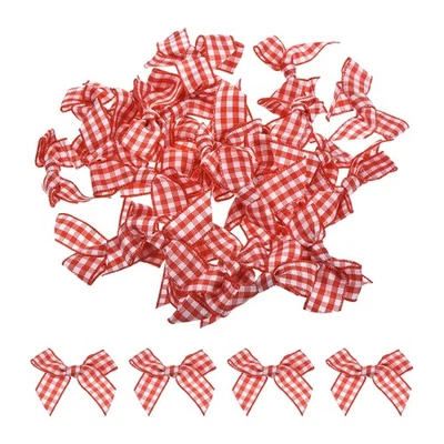 30Pcs мини имбирь лента бант 1,5» клетчатая ткань атласный красный и белый - Изображение 1 из 4