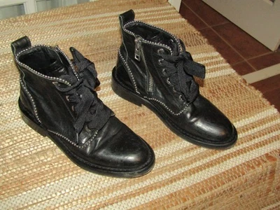 Zadig & Voltaire Women's Black Laureen Roma Leather Boot Shoes Size 37 - Image 1 of 4