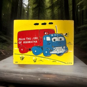 Vtg Hiawatha Truck Wooden Wood Puzzle - Picture 1 of 7