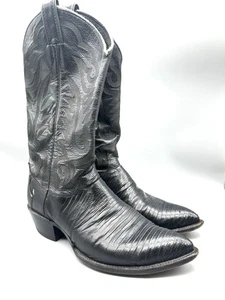 Botas vaqueras occidentales Justin piel de lagarto negras para hombre talla 8D 8105 - Imagen 1 de 6
