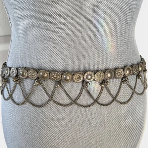 Vintage Low Grade Silver Metal Yemen Bedouin Traditional Ethnic Belt Arabian 30" - Picture 1 of 24
