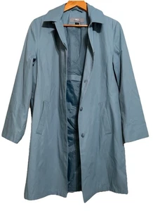 Anne Klein Trench Coat Women’s 8 Blue Lined Pockets Long Sleeve Single Breasted - Picture 1 of 13