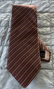 DANIEL MILANO Men's 100% Silk Tie Handmade ITALY Designer STRIPED Ivory EUC - Picture 1 of 7