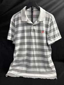 American Eagle Herren XL sportliche Passform grau & weiß geknöpft Polo pink Logo - Bild 1 von 5