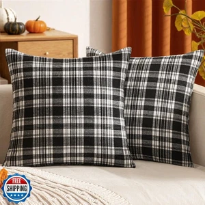 Woaboy Set of 2 Scottish Tartan Plaid Throw Pillow Covers Farmhouse Classic P - Picture 1 of 5