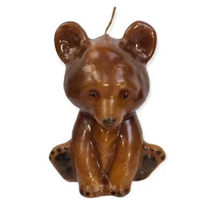Estatuilla de oso de peluche marrón grande vela de cera de 7" sin usar - Imagen 1 de 7