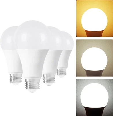 LED A19 9W 3000K-6000K Wide Voltage E27 Intelligent Tricolour Light Bulb 4Pack - Image 1 of 4