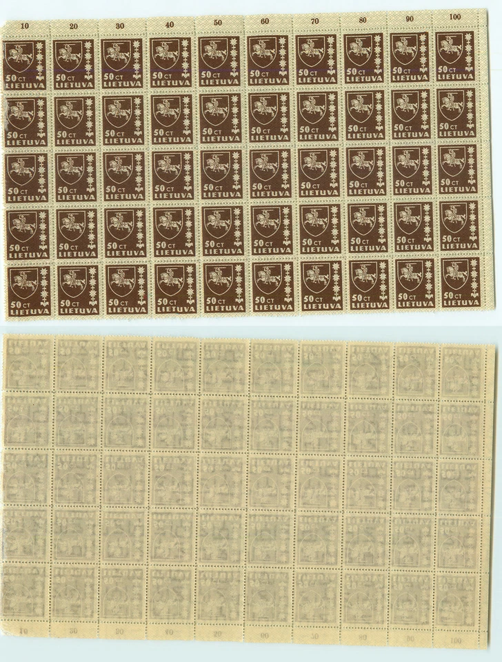Lituania 🇱🇹 1937 SC 304 MNH bloque de 50. rtb3805 Foto 1 de 1