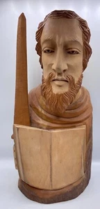 Vintage Hand Carved Wooden Saint Paul the Apostle 10” Rare Statue. - Picture 1 of 24
