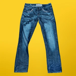 Pantalones de mezclilla de pierna recta tiro bajo parches de bolsillo desgastados color arce talla 29x29 #78 - Imagen 1 de 7