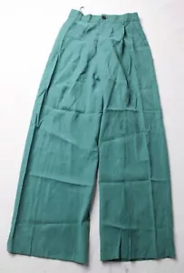 Zara Women's High-Waisted Flowy Pleated Pants BL1 Bottle Green Small NWT - Picture 1 of 4
