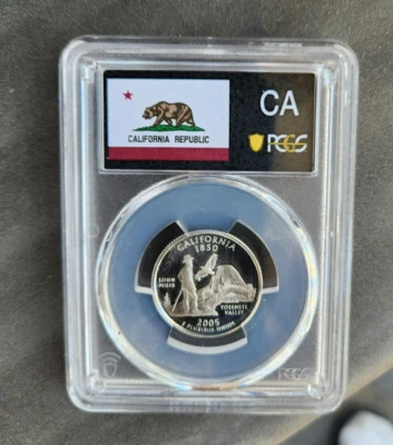 2005 s silver proof California statehood quarter PCGS PR 69 DCAM (flag label) - Image 1 of 2