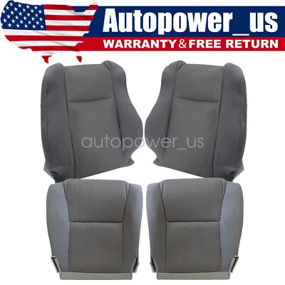 Replacement Fits 2009-15 Toyota Tacoma Front Bottom & Top Cloth Seat Cover GRAY Foto 1 de 4