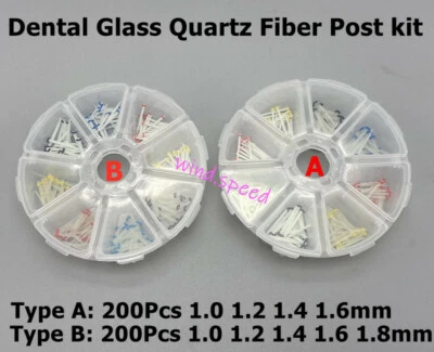 Poste de fibra dental 1.0 1.2 1.4 1.6 1.8 mm vidrio cuarzo dientes restaurador 200 piezas/caja Foto 1 de 4
