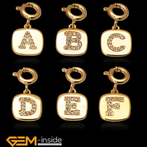 14K Gold Filled Initial Letter A-Z CZ Pendant Charms Necklace for Jewelry Making - Picture 1 of 63