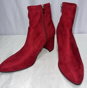 Marc Fisher Red Suede Like Ankle Boots Booties MFLUKIE Size 8.5M NWOB - Picture 1 of 7